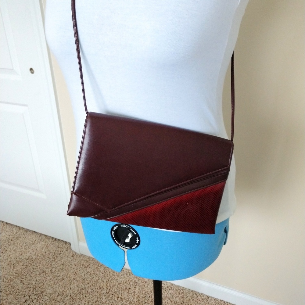 Wine leather crossbody bag Burgundy Clutch